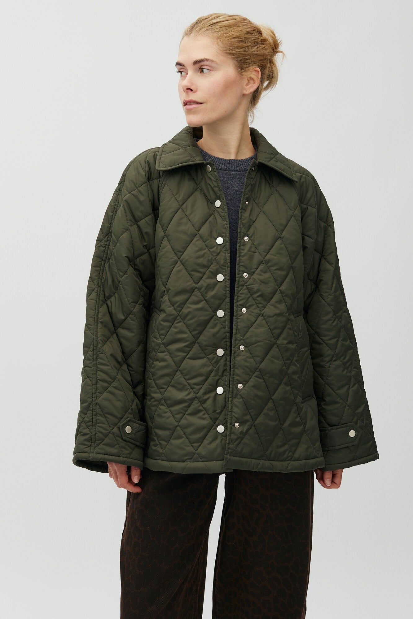 Elcina-M quilted jakke - Warm olive